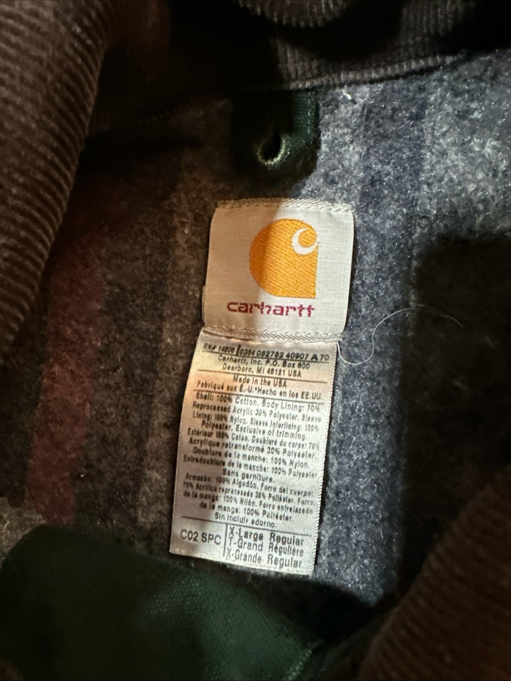 Rare Vintage Carhartt Blanket-Lined Chore Coat “Spruce Green” C02 SPC Men’s XL - Picture 4 of 5